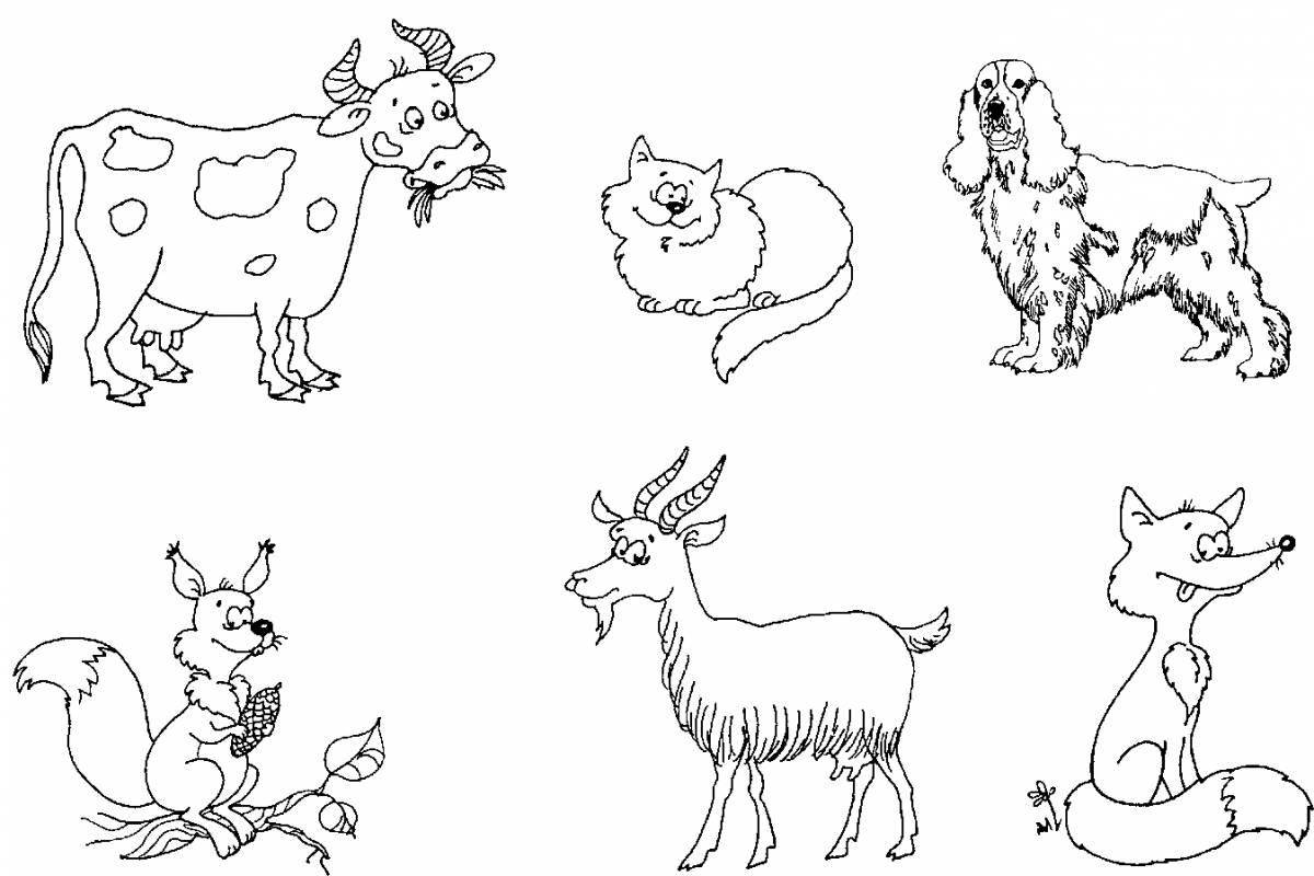 Веселые раскраски домашних животных для детей 2-3 лет