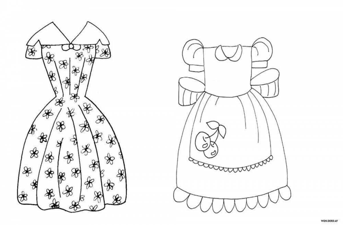Раскраска декоративное платье для куклы