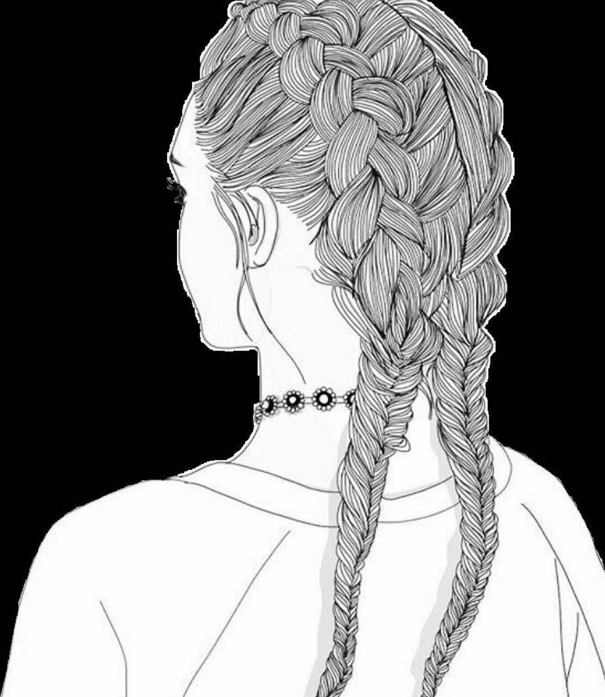 Великолепная раскраска девушки с длинными волосами