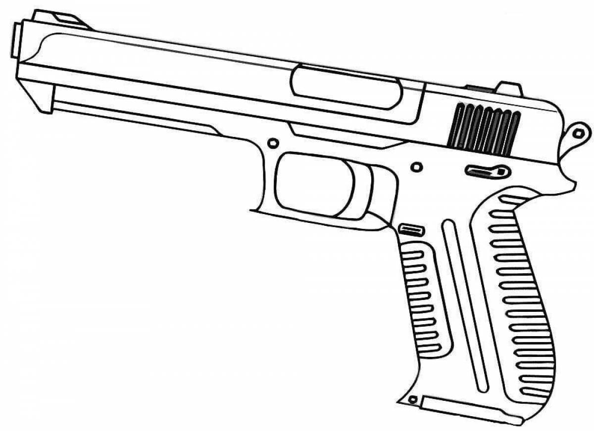 Подробная страница раскраски пистолета