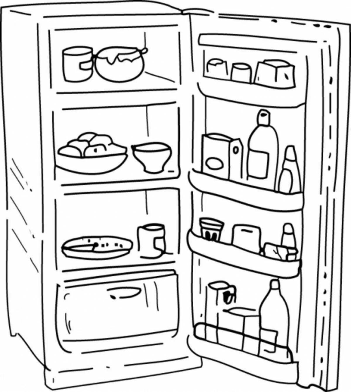 Красочная страница раскраски холодильника для детей