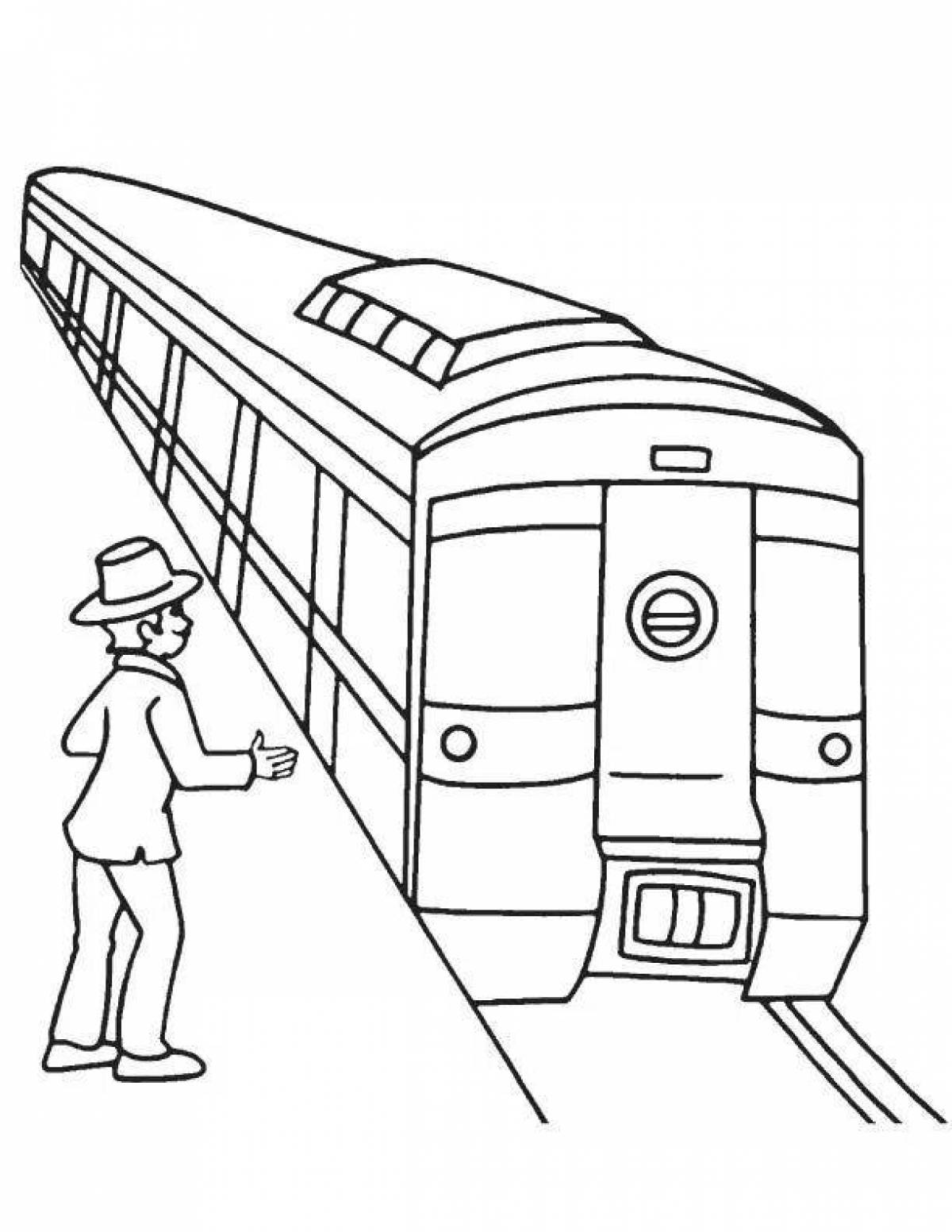 Раскраска сияющий поезд метро