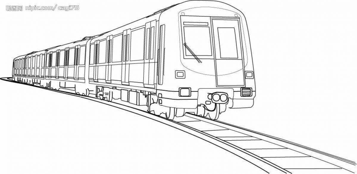 Блестящая страница раскраски поезда метро