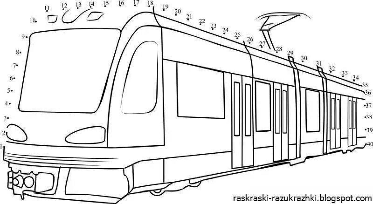 Игривая страница раскраски поезда метро
