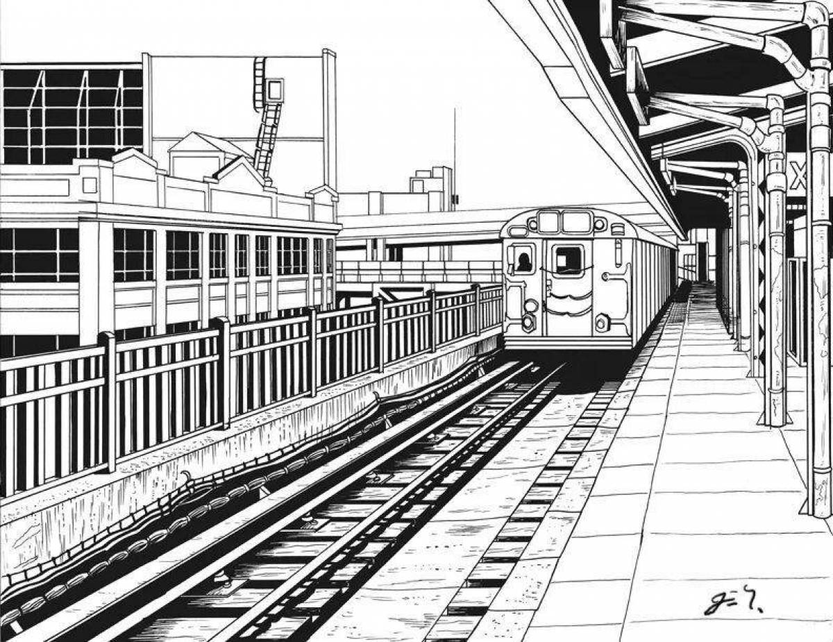 Очаровательная раскраска поезда метро