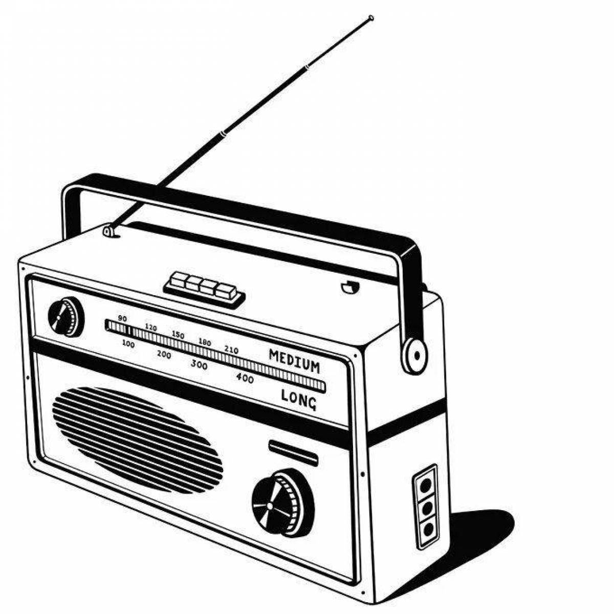 Яркая страница раскраски радио