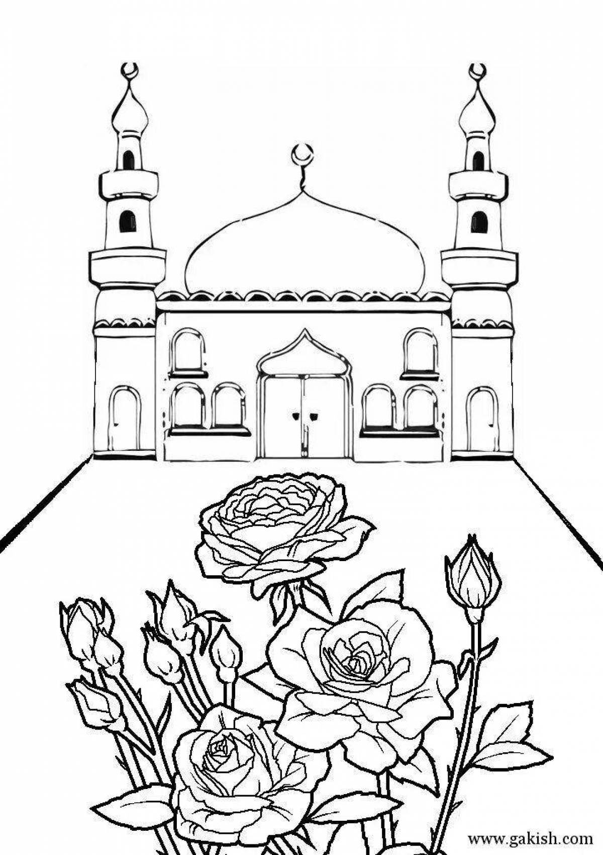 Раскраска «прекрасная мечеть» для детей
