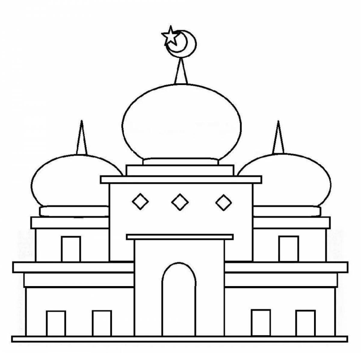 Изысканная раскраска мечети для детей