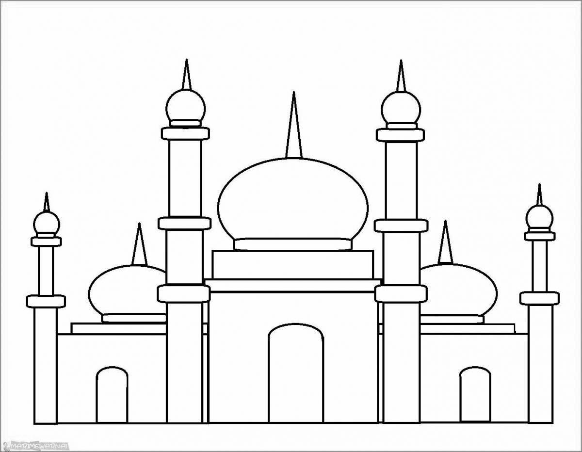 Красивая раскраска мечети для детей