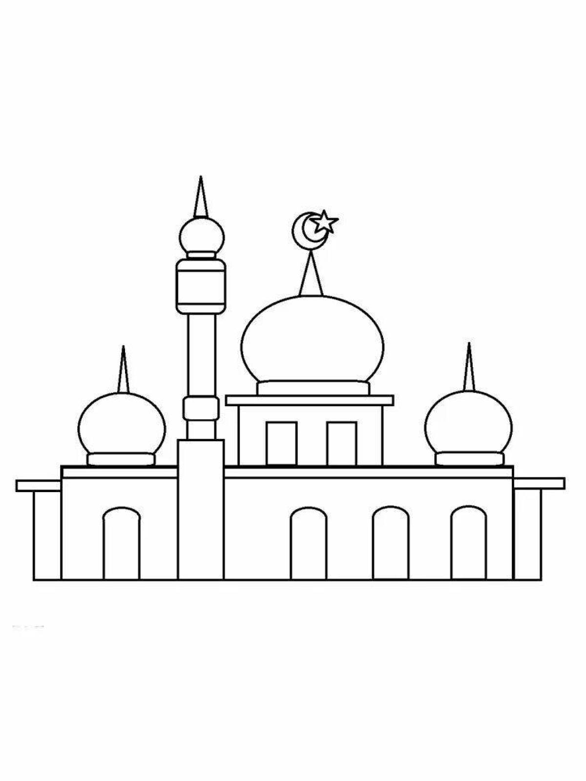 Раскраска радостная мечеть для детей