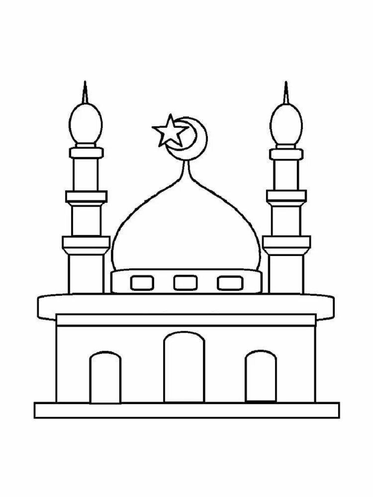 Забавная раскраска мечети для детей