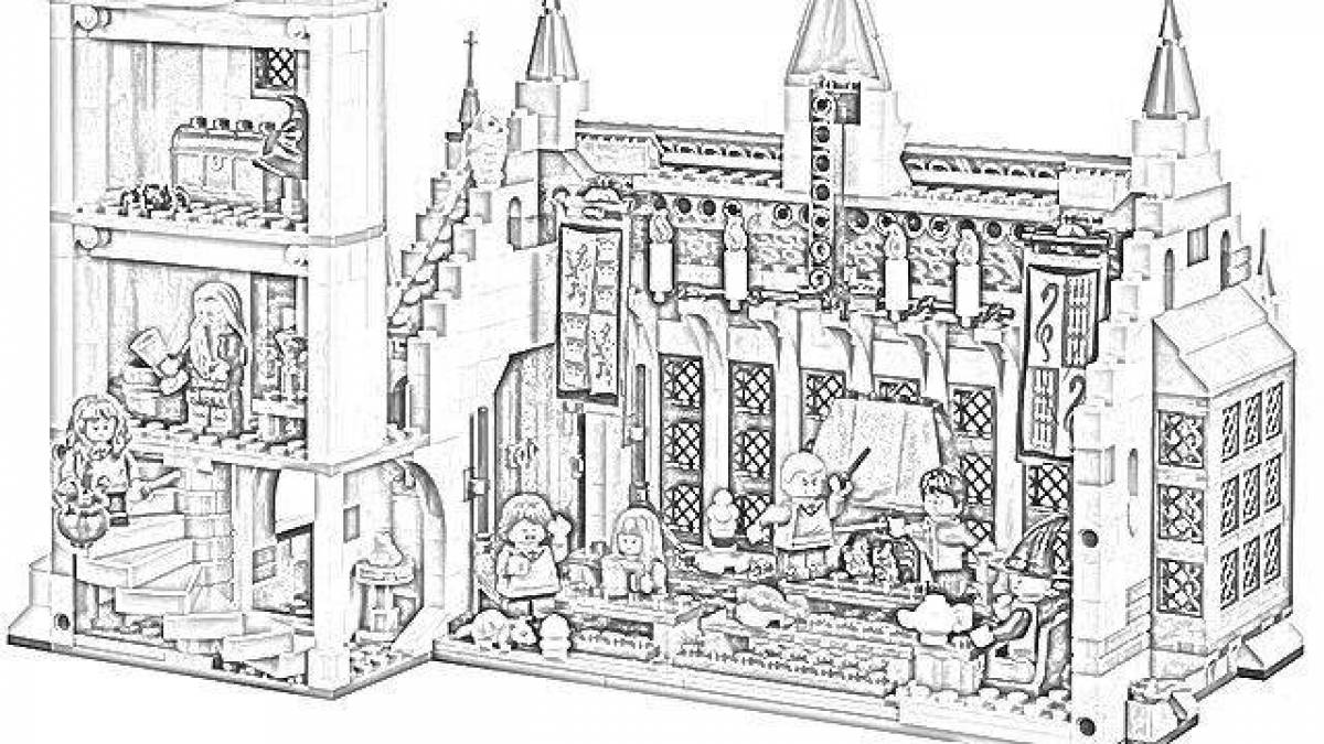 Оживленная страница раскраски lego harry potter