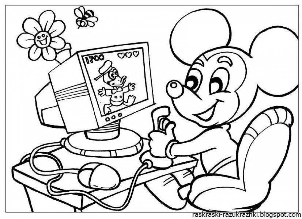 Славная компьютерная мышь раскраски для девочек