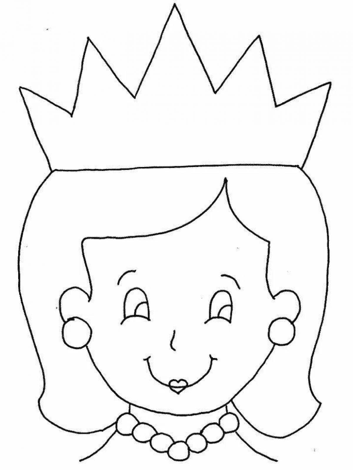 Раскраска сияющая королева для детей