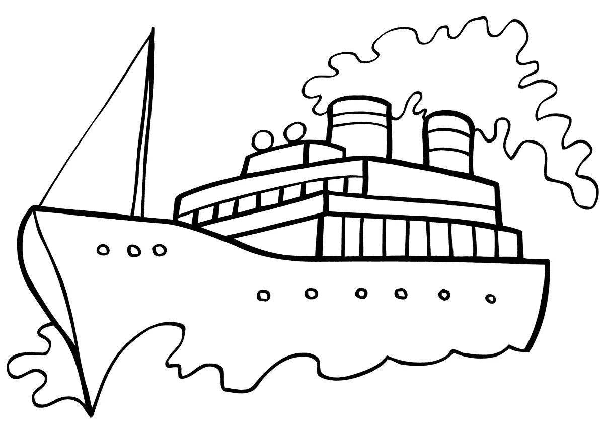 Раскраска приятный корабль для детей 5-6 лет