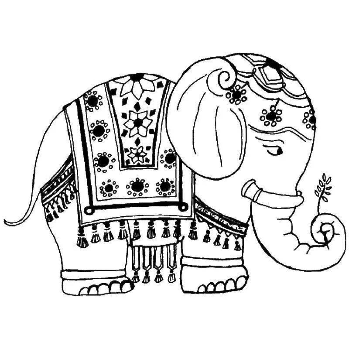 Элегантная раскраска индийский слон