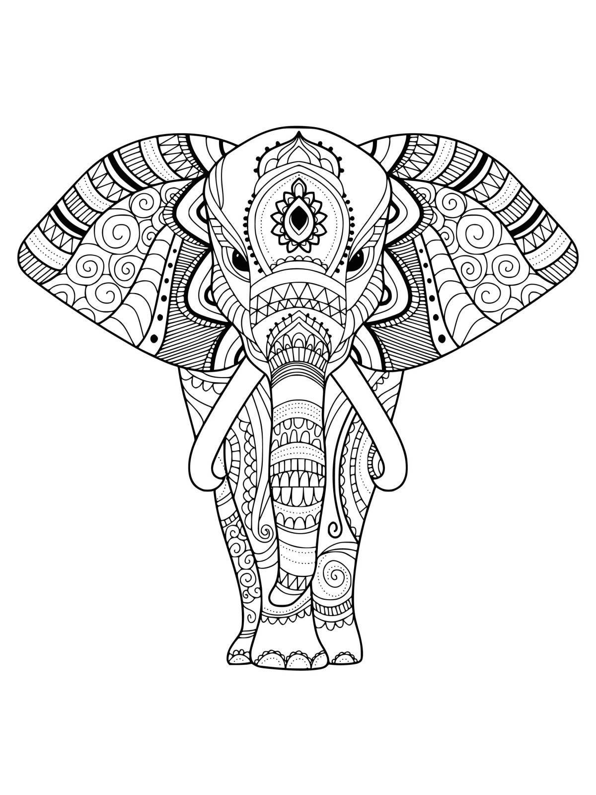 Ослепительная раскраска индийский слон