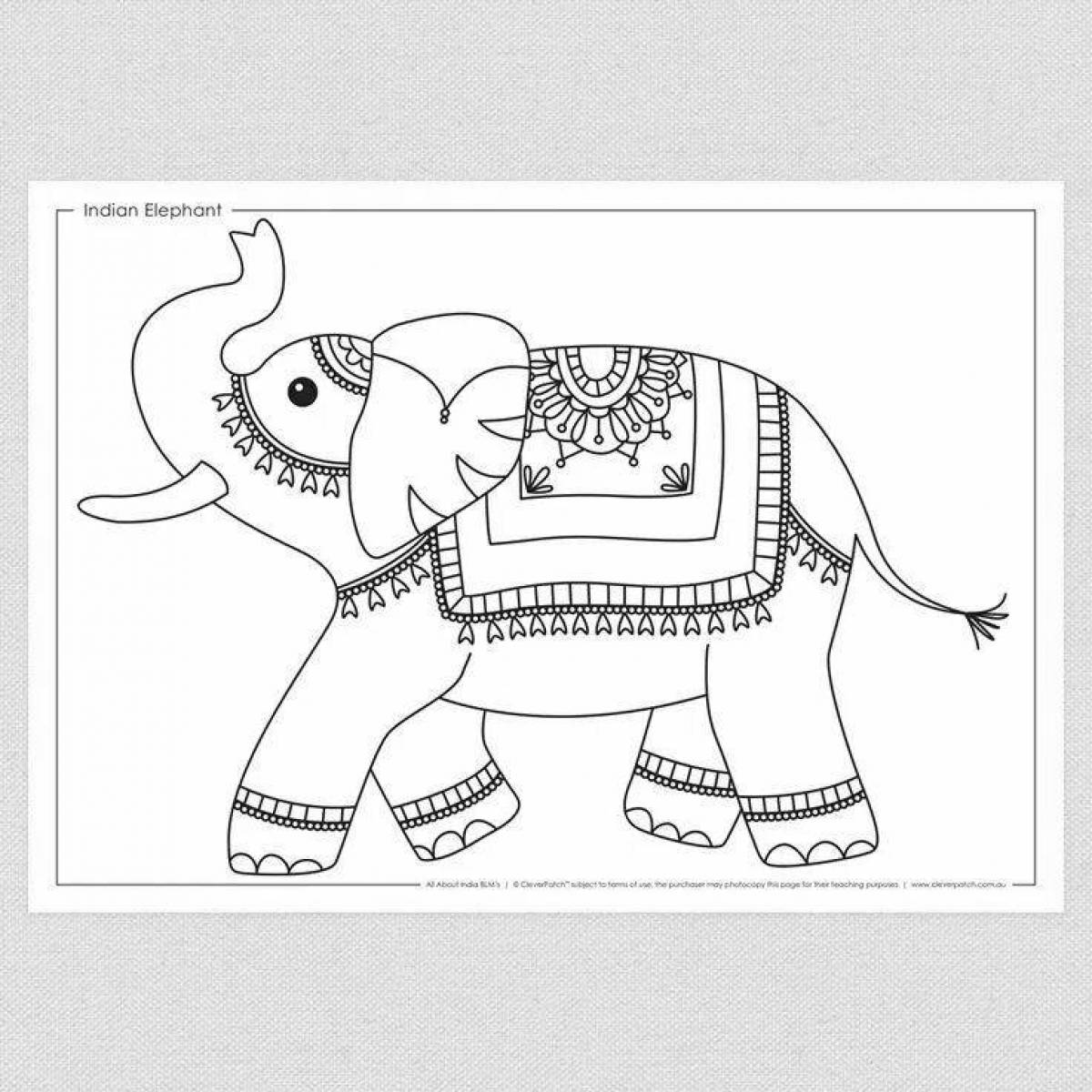 Роскошная раскраска индийский слон