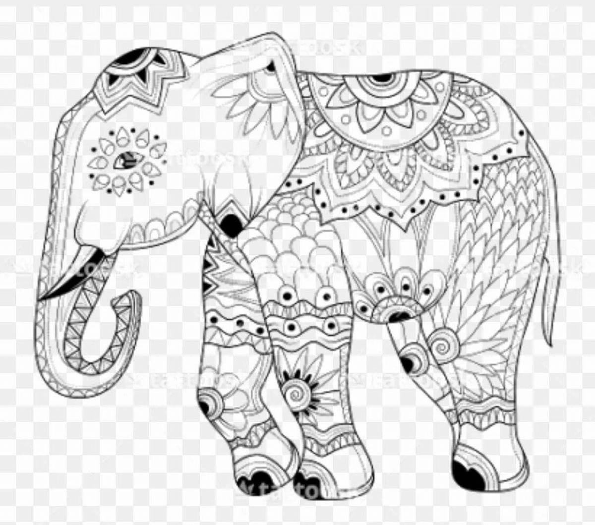 Впечатляющая раскраска индийский слон