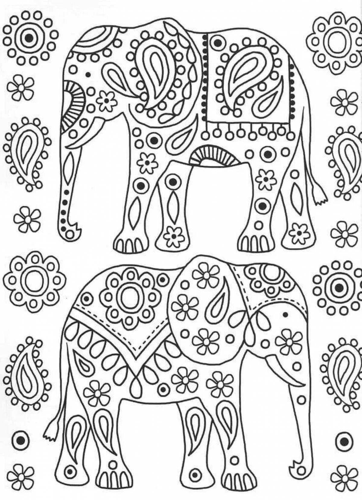 Sublime coloring page индийский слон