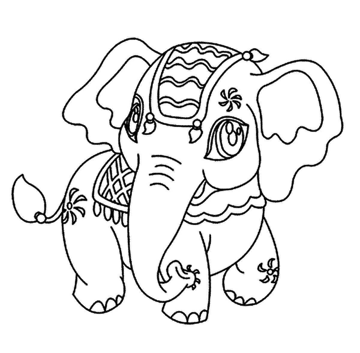 Статная раскраска индийский слон