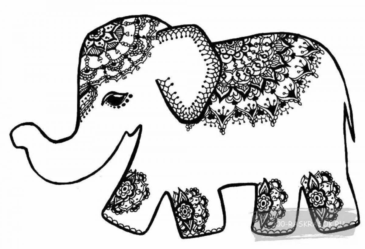 Экзотическая раскраска индийский слон