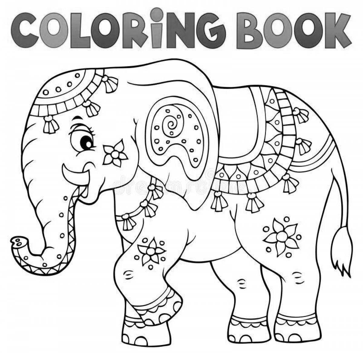 Дворцовая раскраска индийский слон