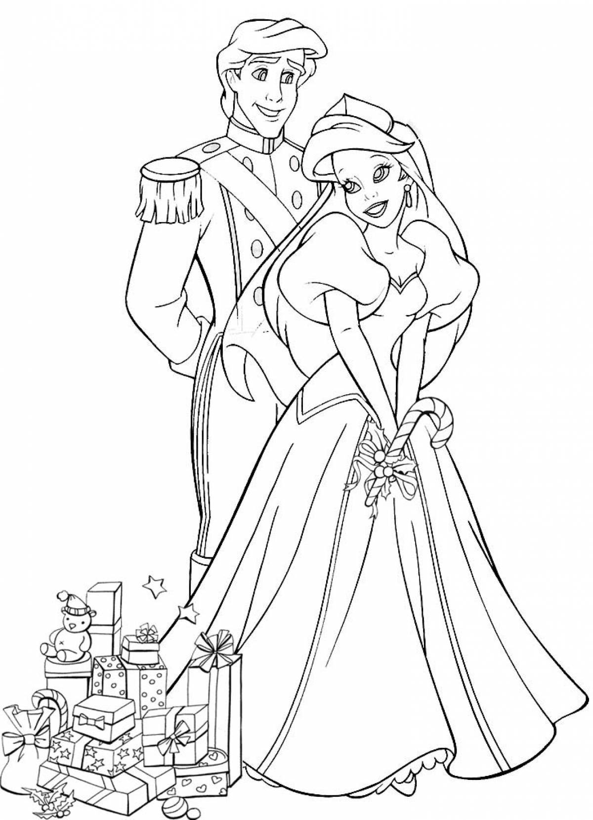 Раскраска Ариэль и принц Эрик #2