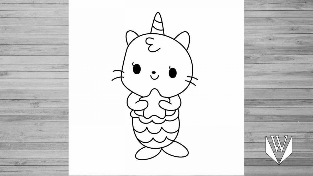 Великолепная раскраска кошка русалка