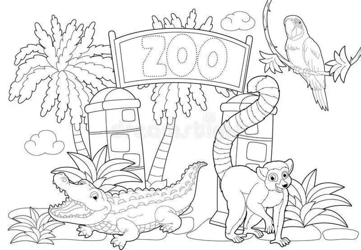Игривая раскраска зоопарка для детей
