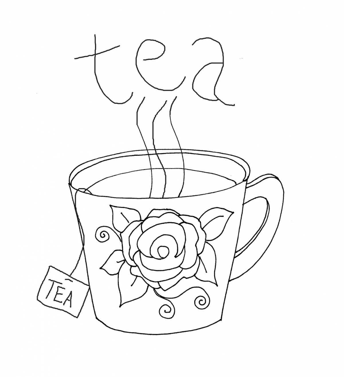 Раскраска радостный чудесный чай