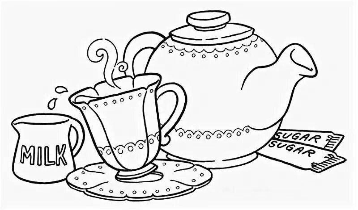 Раскраска «чудесный чай с цветными брызгами»