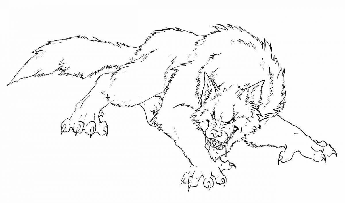 Раскраска дикий злой волк
