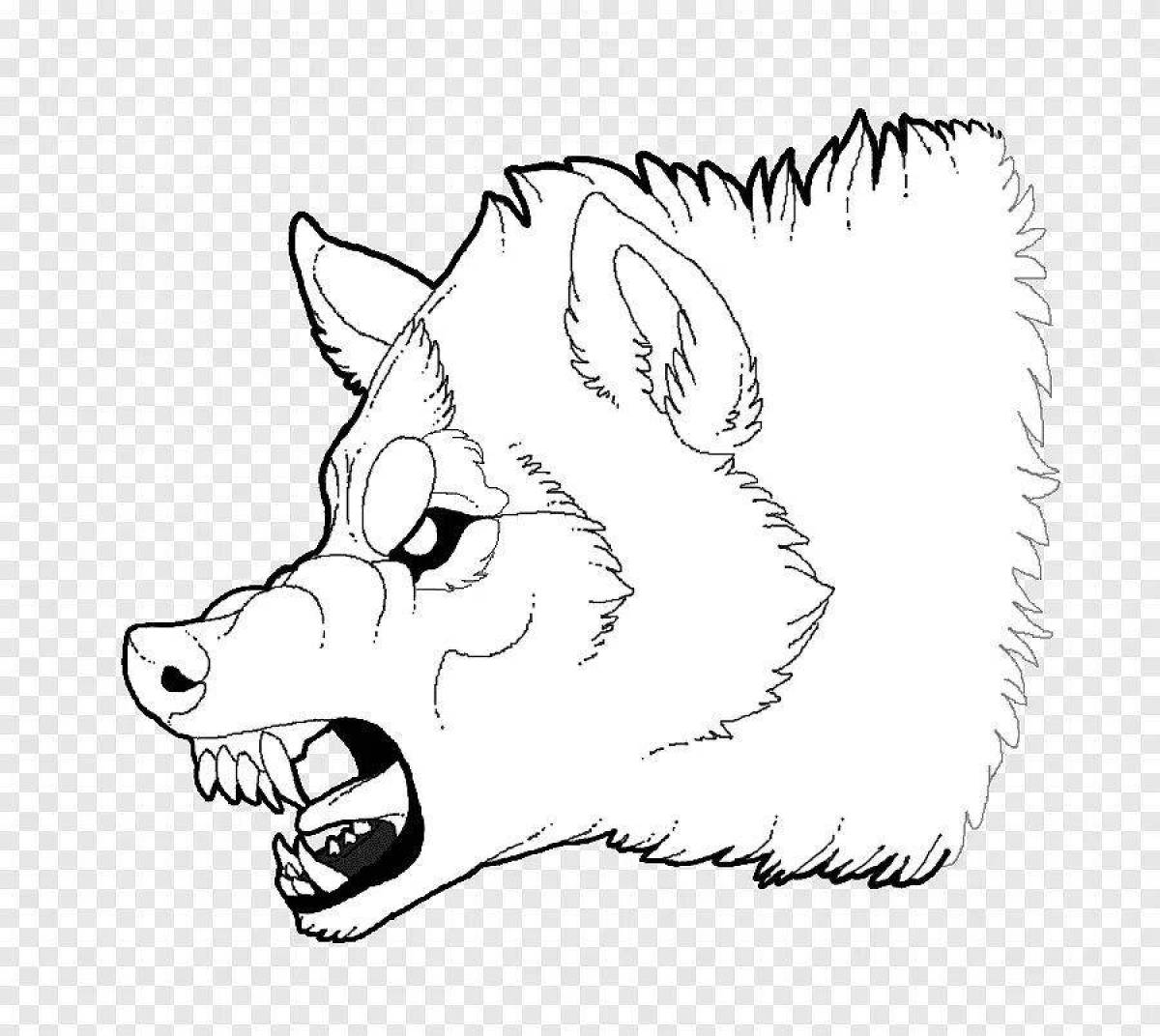 Раскраска страшный злой волк