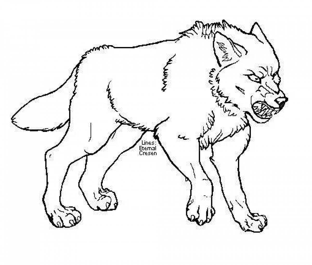 Раскраска тревожный злой волк