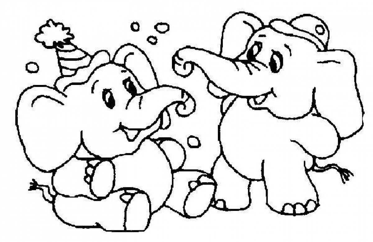 Забавная раскраска слон и девочка