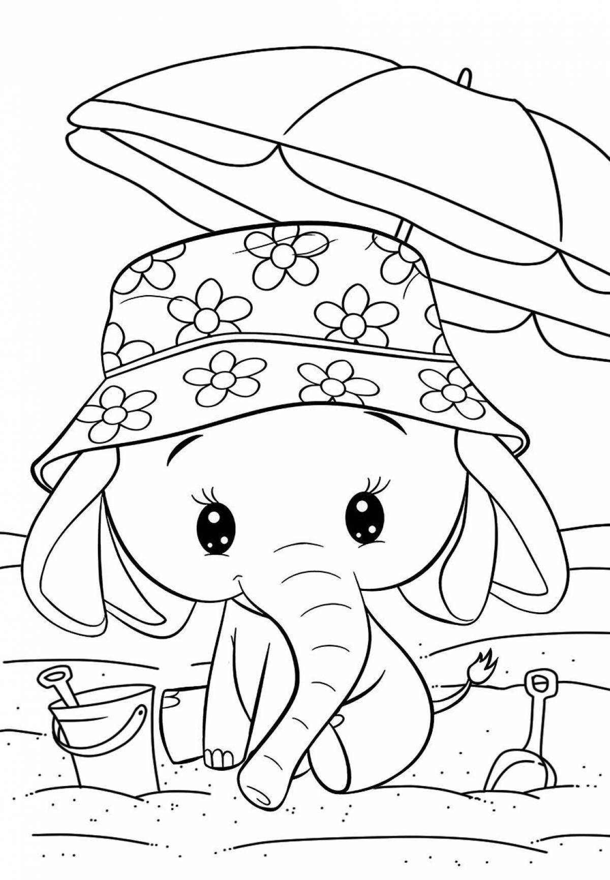 Radiant coloring page слон и девочка