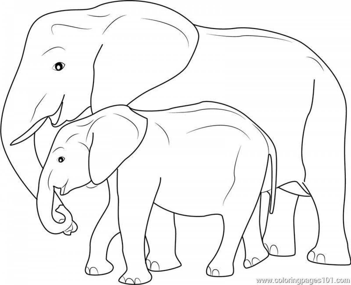 Изысканная раскраска слон и девочка