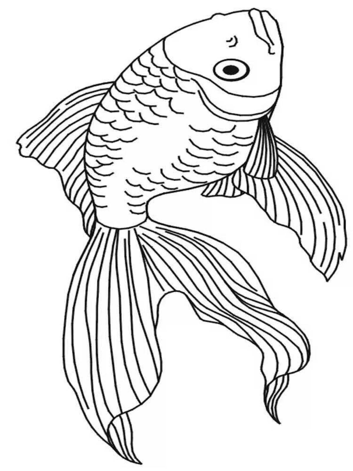 Радостный рисунок золотой рыбки