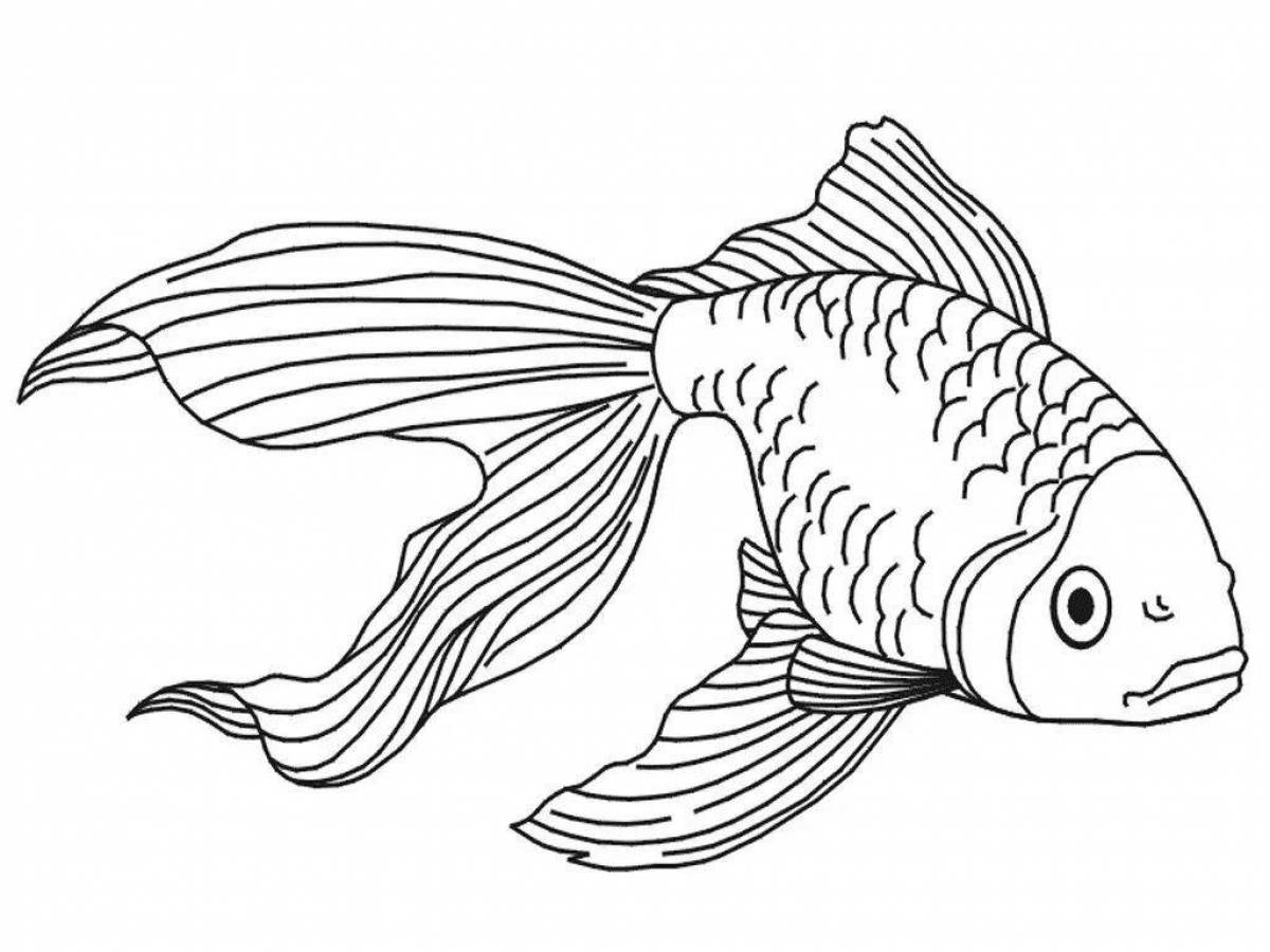Художественный рисунок золотой рыбки