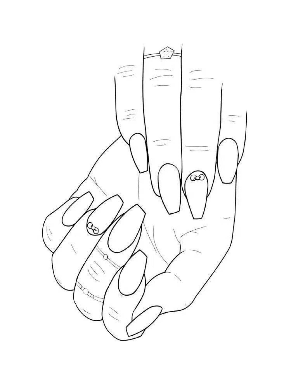 Яркая рука с ногтями для маникюра