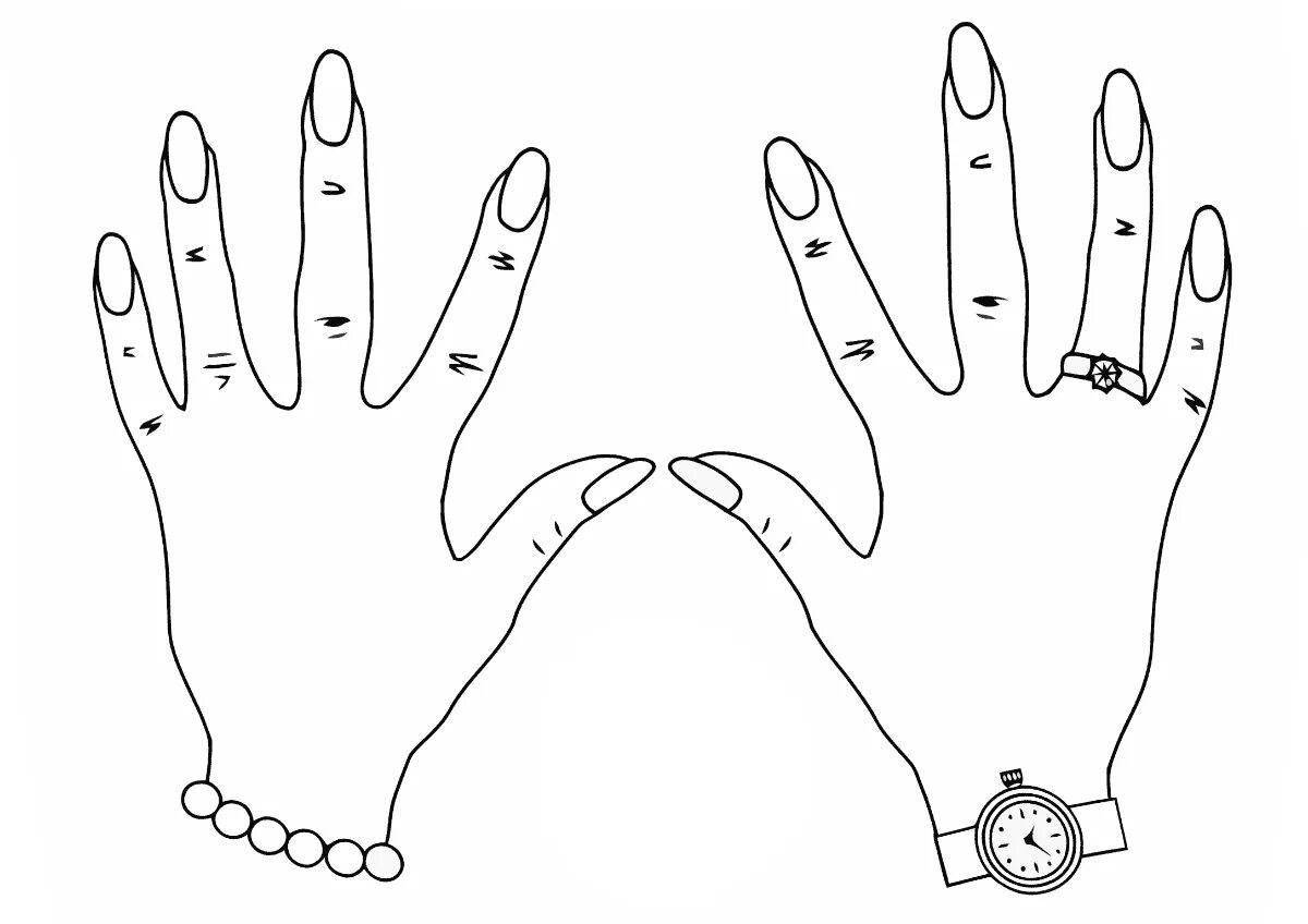 Сияющая рука с ногтями для маникюра
