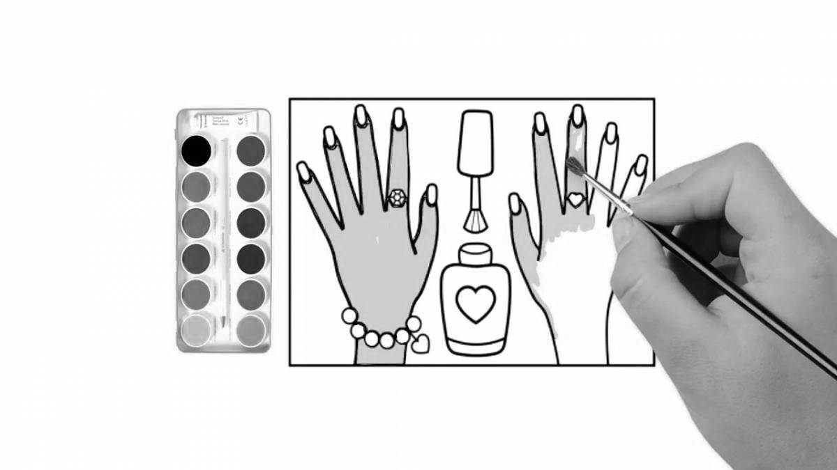 Светящаяся рука с ногтями для маникюра