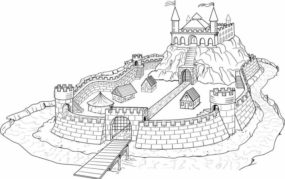 Раскраска королевский средневековый замок