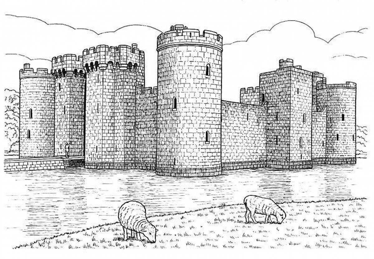 Изысканная раскраска средневекового замка