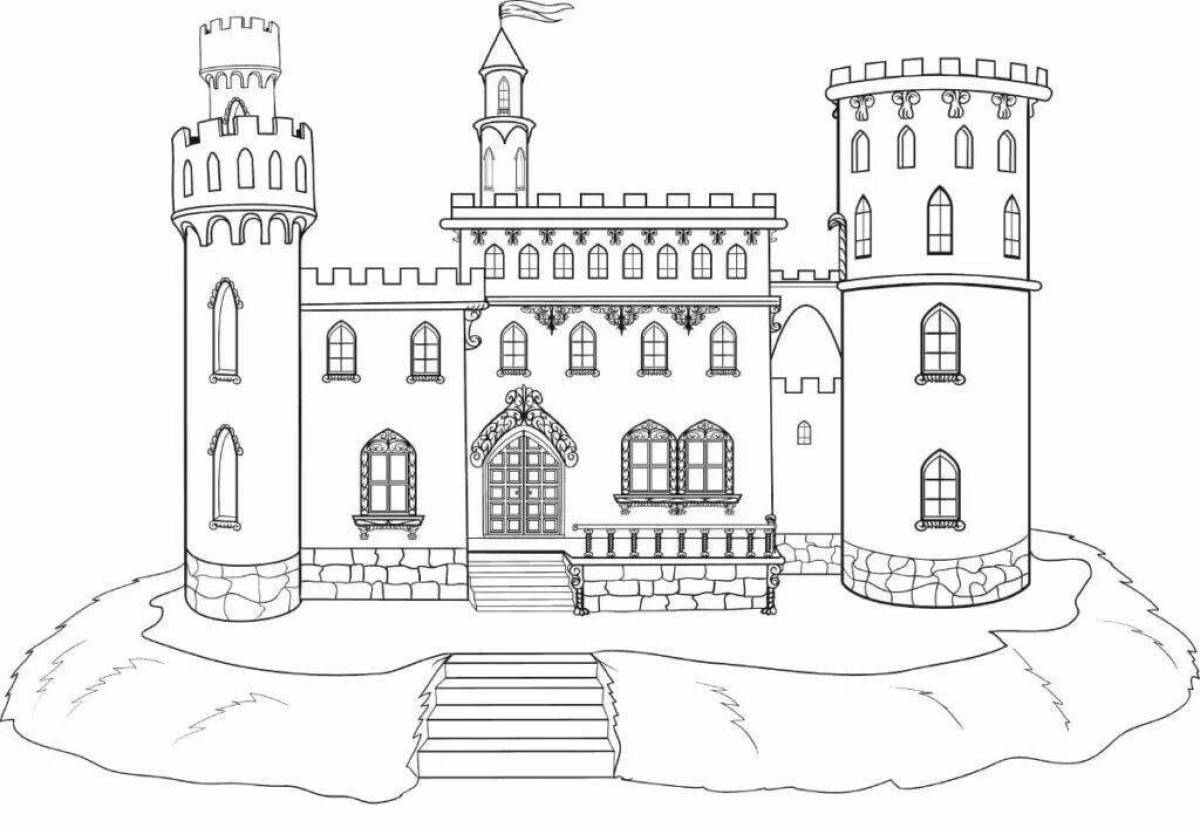 Раскраска ослепительный средневековый замок