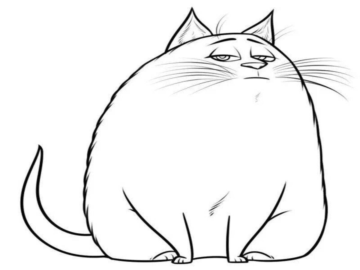 Раскраска радостный толстый кот