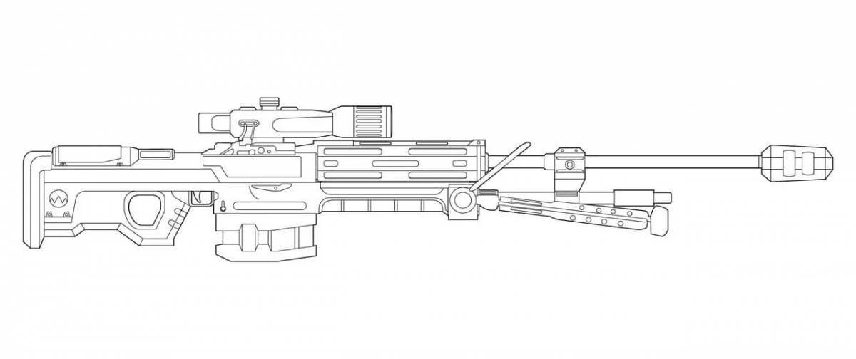Красочная страница раскраски снайперской винтовки