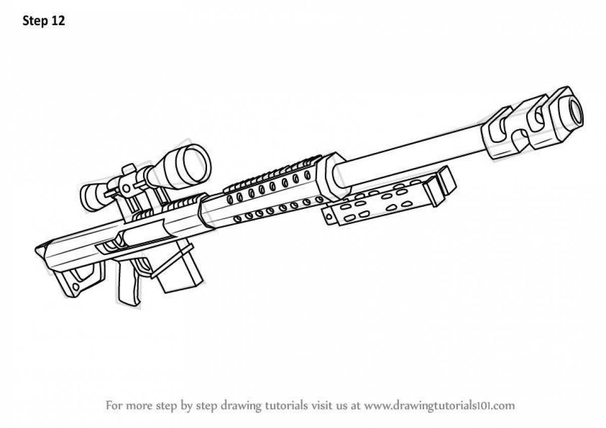 Заманчивая страница раскраски снайперской винтовки