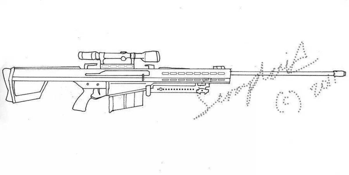 Впечатляющая страница раскраски снайперской винтовки